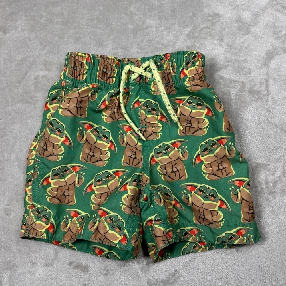 Disney Star Wars X Gap Baby Yoda Grogu Green Swim Trunks Boardshorts 18-24 M